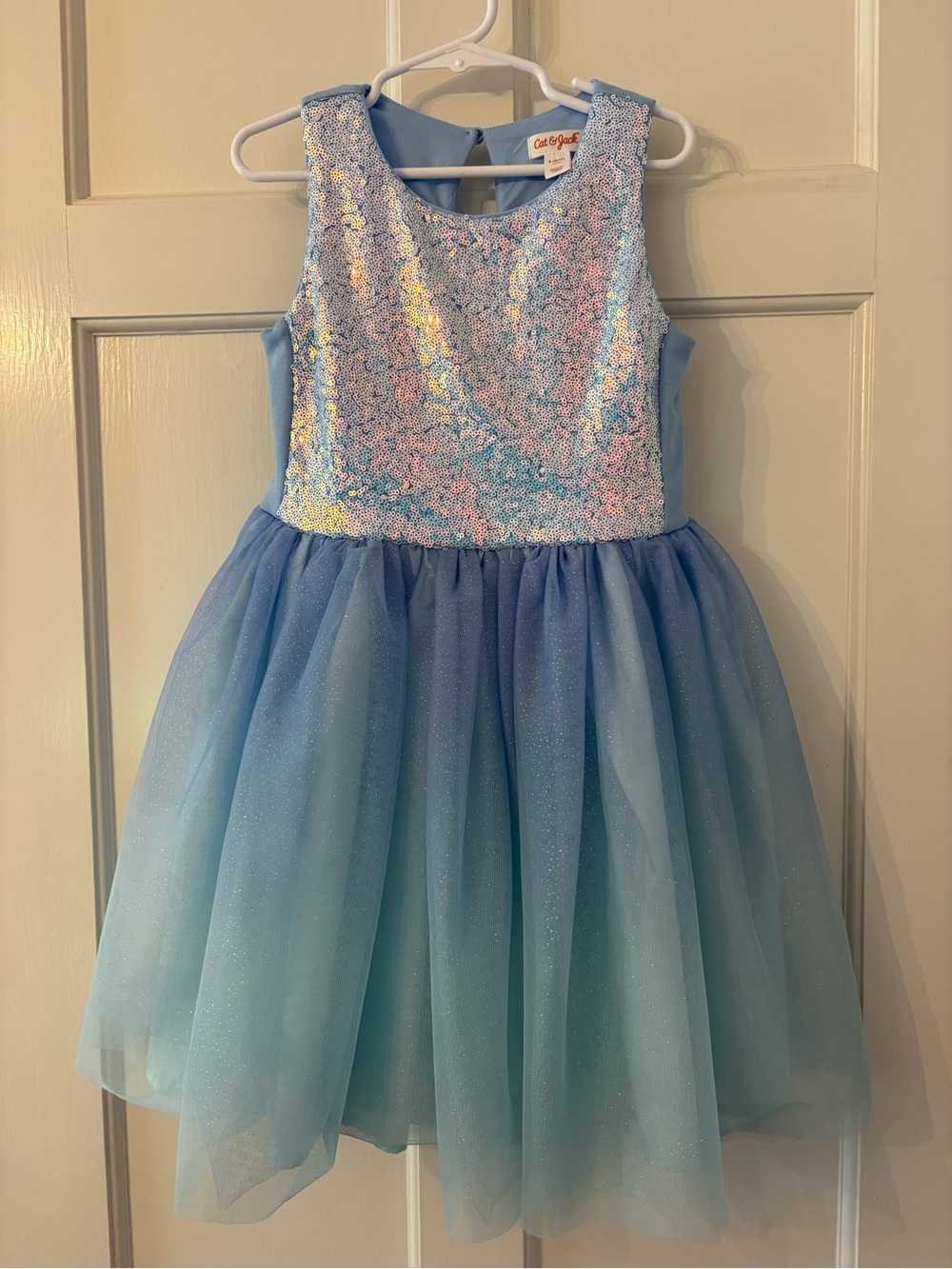 Girls Small Cat & Jack Iridescent Sequin Blue Tulle Dress